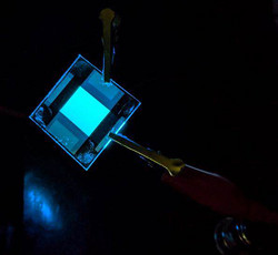 Blue OLED Chemistry Emits Efficiently Under 3.4V
