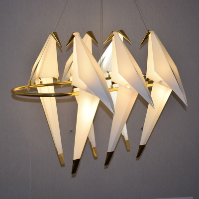 Restaurant creative Nordic postmodern chandelier thousand paper crane bird art hotel villa chandelier