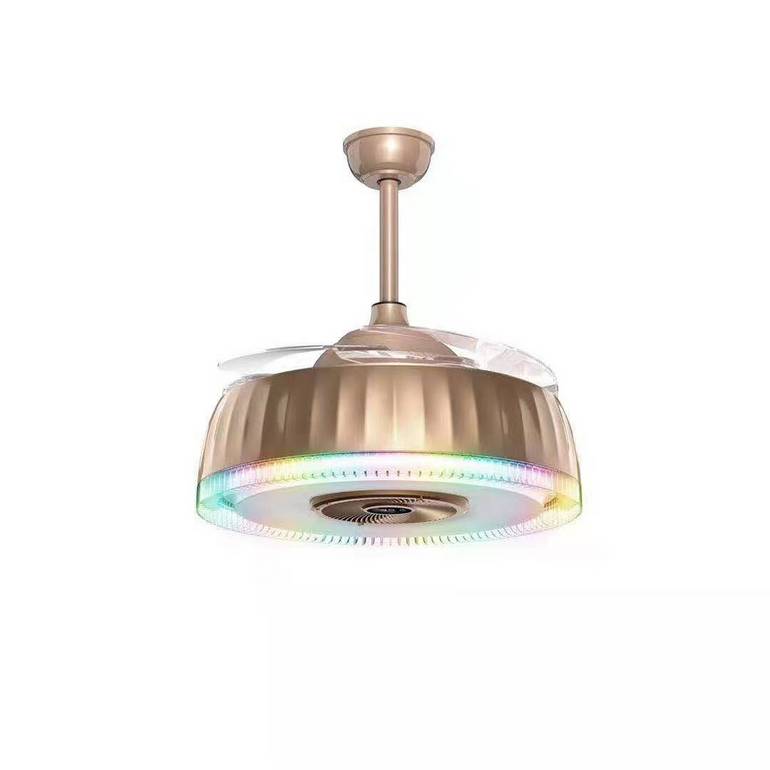 Modern Invisible Fin Color Light Fan Lamp