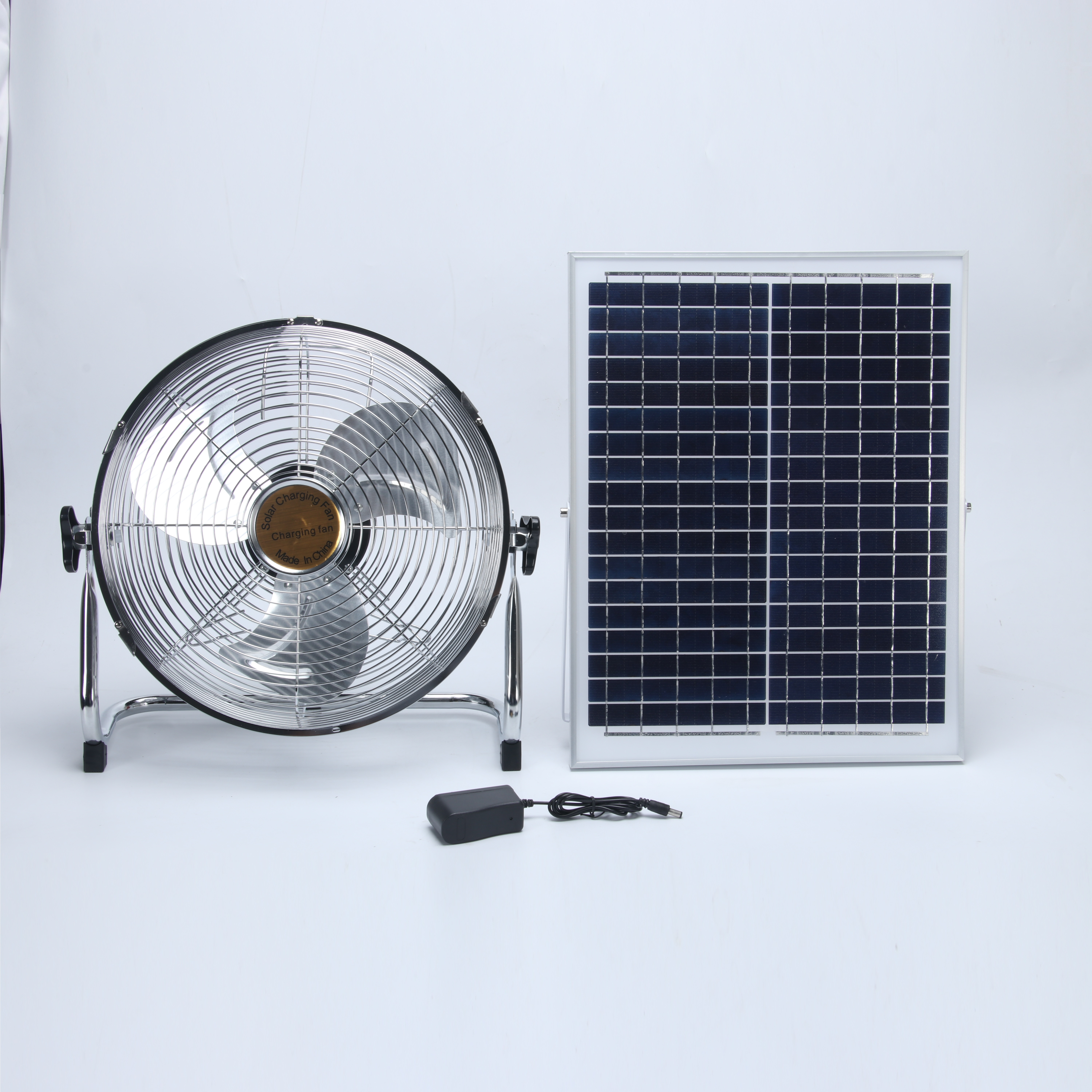 Portable outdoor solar-powered floor fan