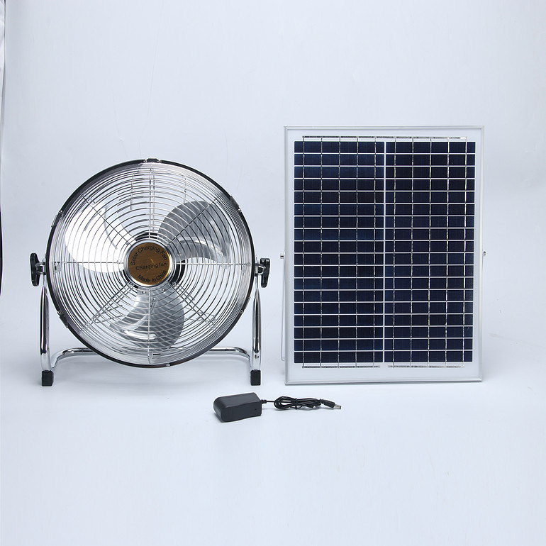 Portable outdoor solar-powered floor fan