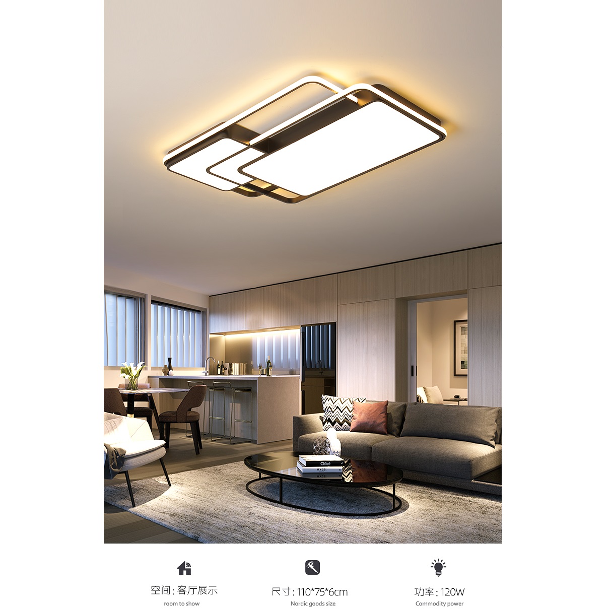 Modern personality remote control electrodeless dimming indoor LED ceiling light