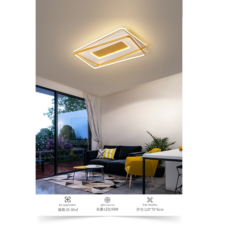 Modern creative golden LED ceiling light in living room and bedroom