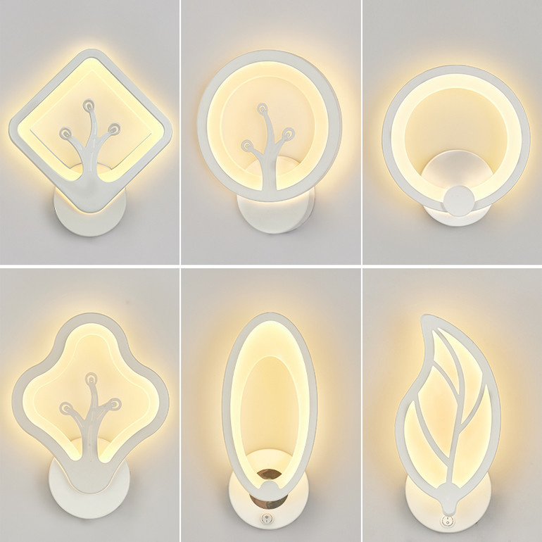 Indoor iron acrylic elegant white warm LED wall light