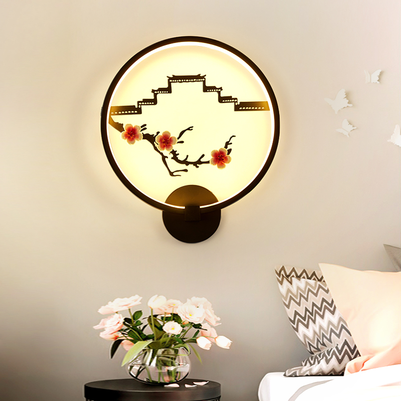 Indoor living room bedroom Chinese aluminum acrylic LED wall lamp