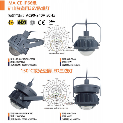 Outdoor mine tunnel IP66 waterproof 36V explosion-proof mine lamp
