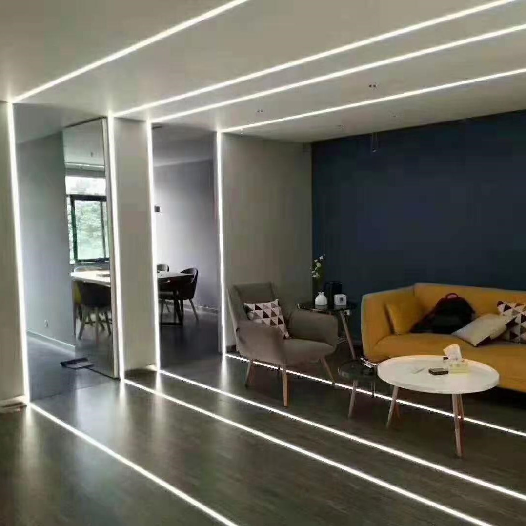 Embedded long LED soft light line light in living room and bedroom