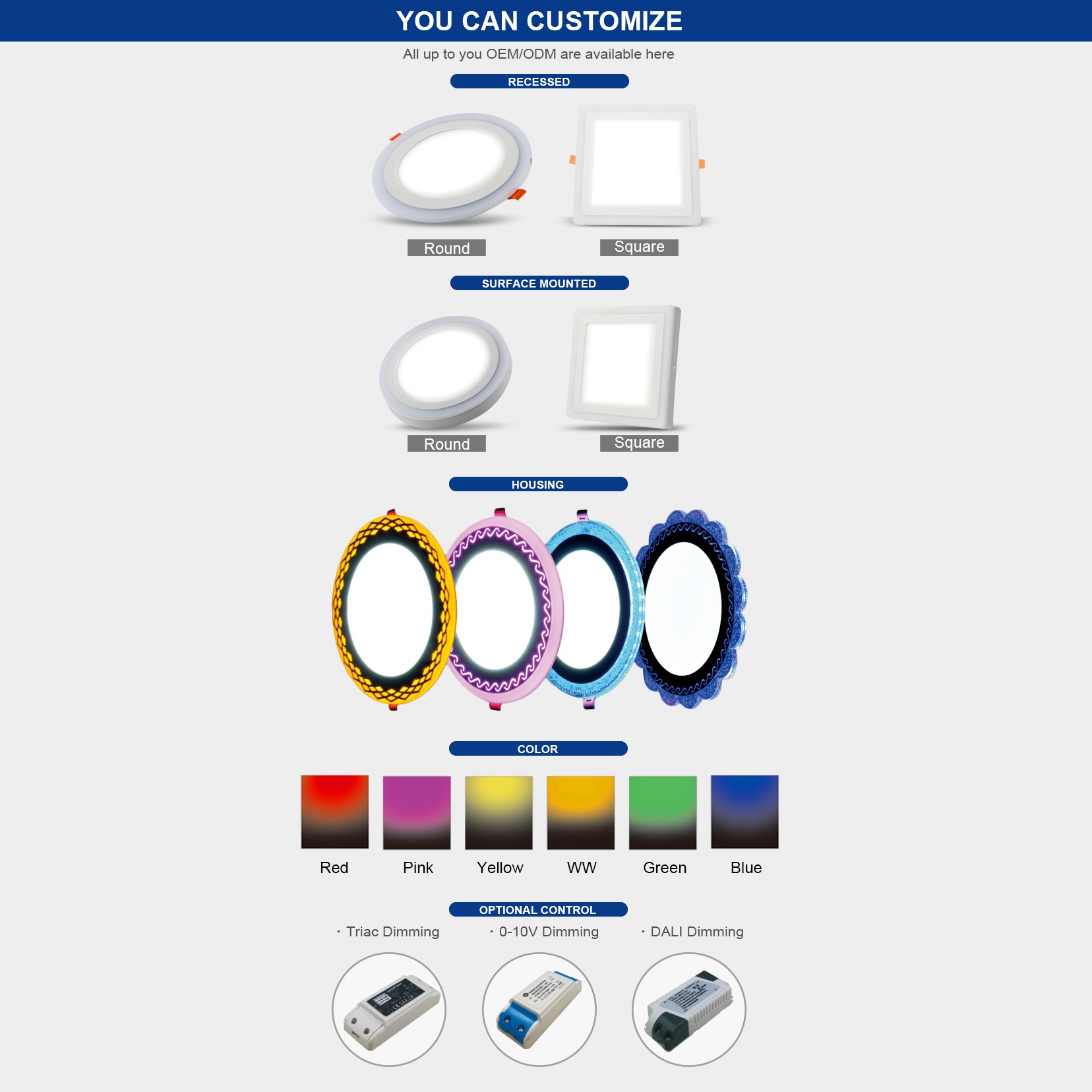 Home embedded bright COB energy-saving multicolor down light