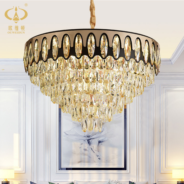 Postmodern light luxury villa living room bedroom round crystal chandelier