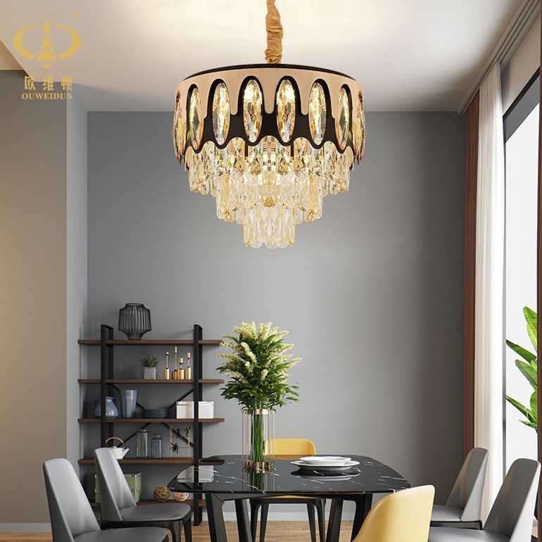 Postmodern light luxury villa living room bedroom round crystal chandelier