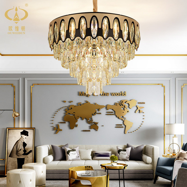 Postmodern light luxury villa living room bedroom round crystal chandelier