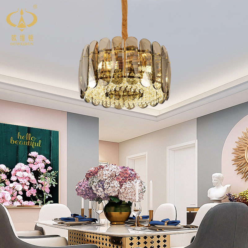 European style light luxury living room dining room creative LED crystal chandelier