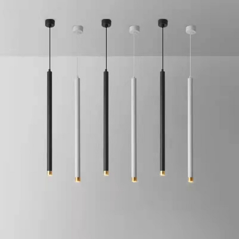 Minimalist creative light luxury slender cylindrical single head chandelier