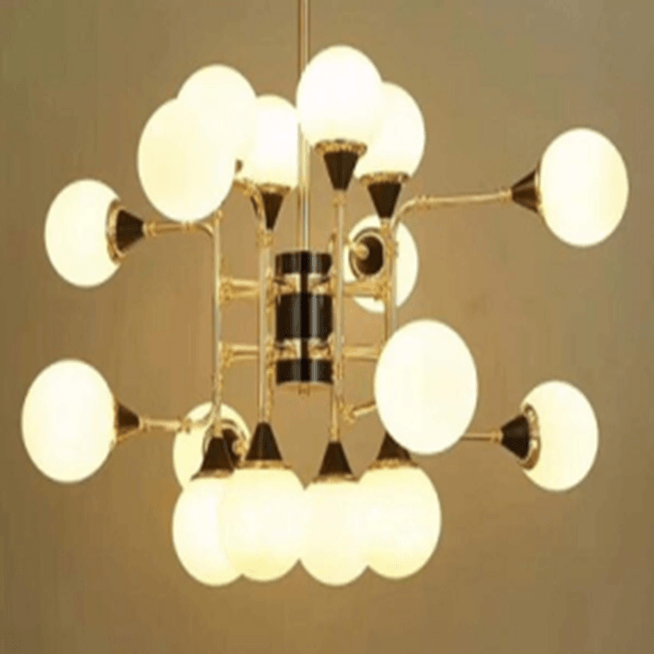 Modern All Copper Round Glass Chandelier