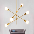 LED Gold Plating Geometric Lines Chandelier