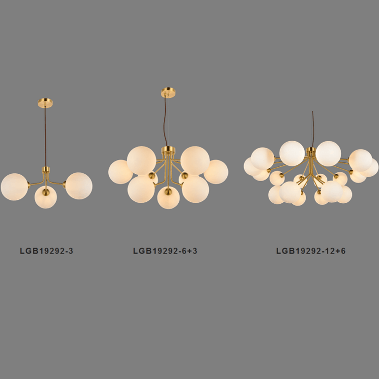 Modern Copper Milk White Ball Chandelier