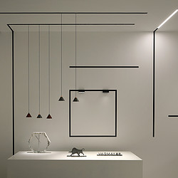 Bar Milk Tea Shop Black Nordic Hard Month Long Line Pendant Light