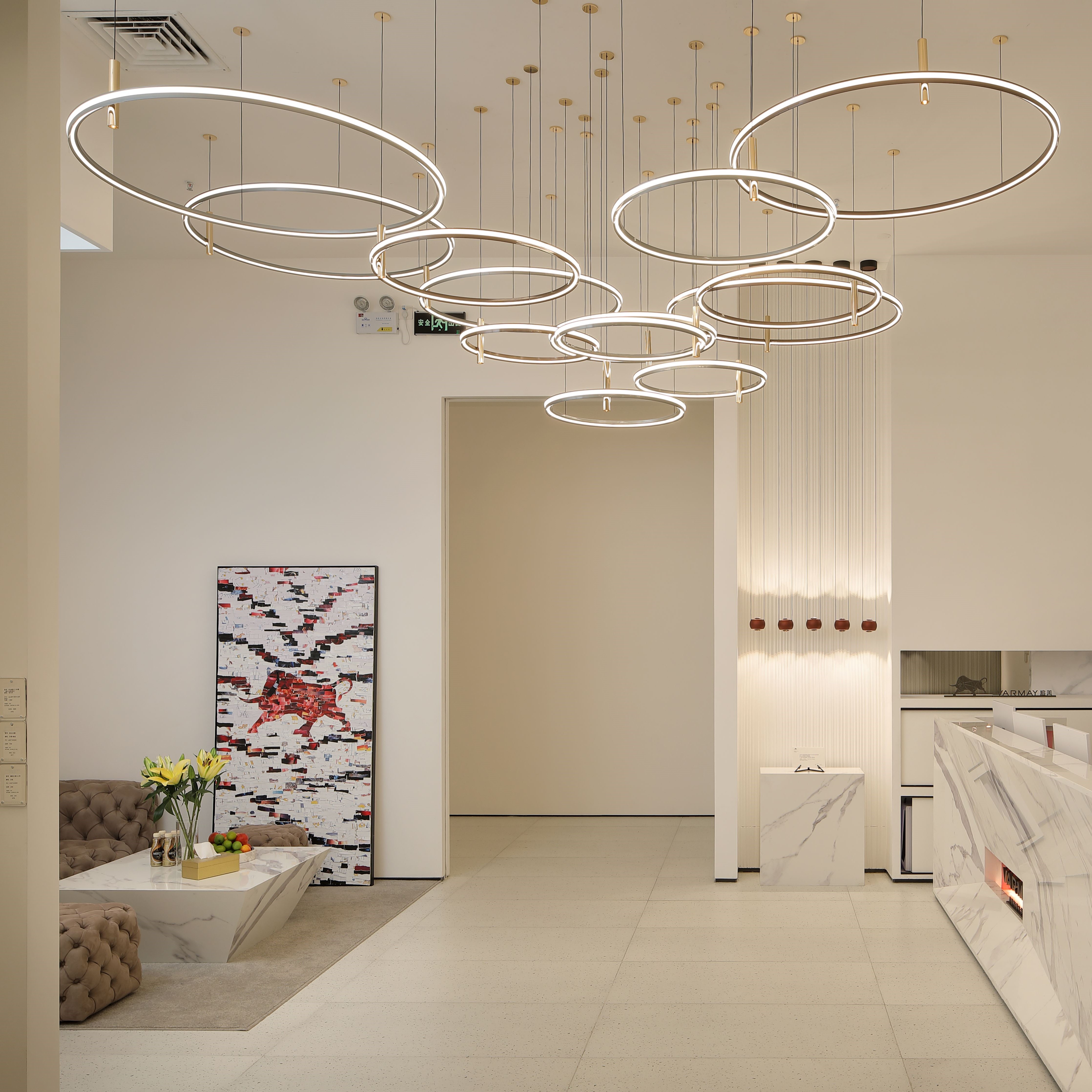 Minimalist Art Circle Combination Household Living Room Pendant Light
