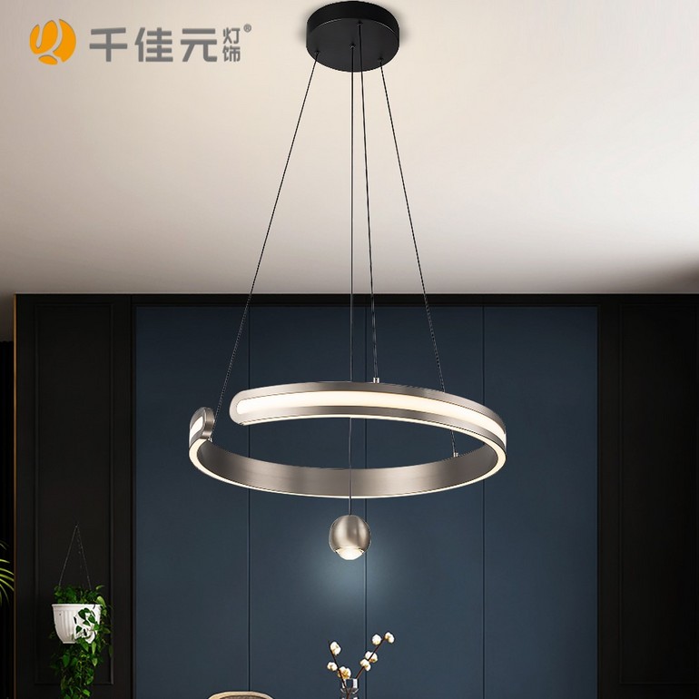 17540-600 circular grey dining room single layer pendant lamp