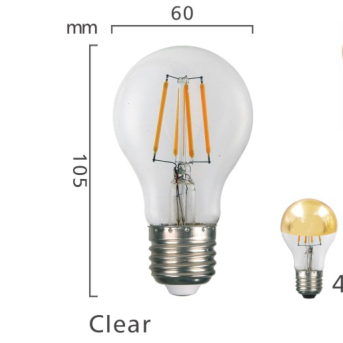 A60 Eye Protection Multi color Optional Large Screw Mouth Imitation Tungsten Filament Lamp