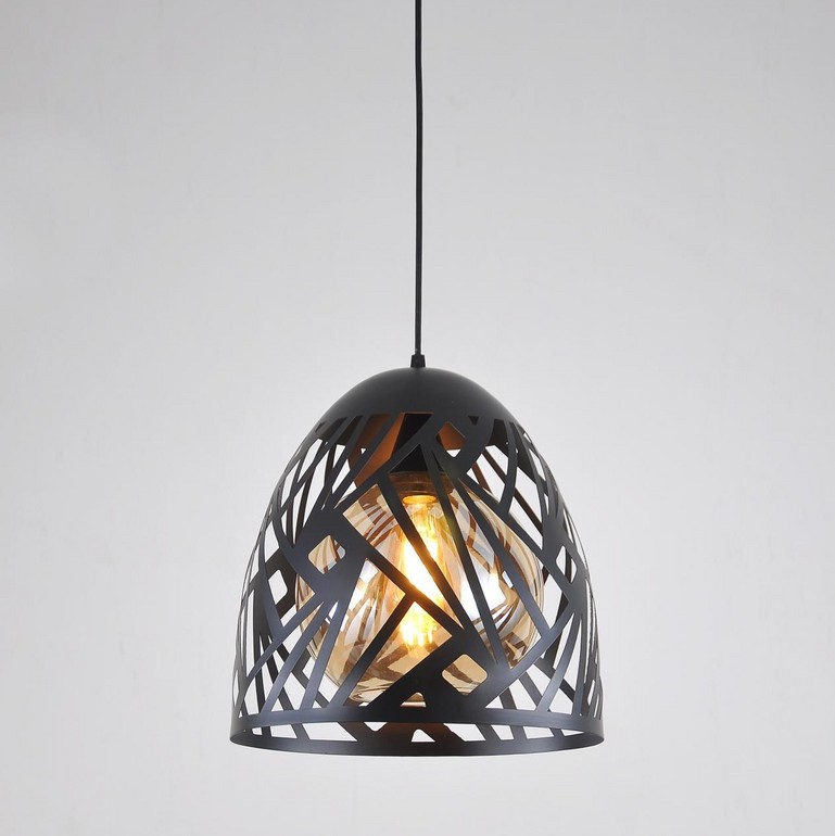 2023-23 Iron+Glass Matte Black Eye Protection Pendant Lamp