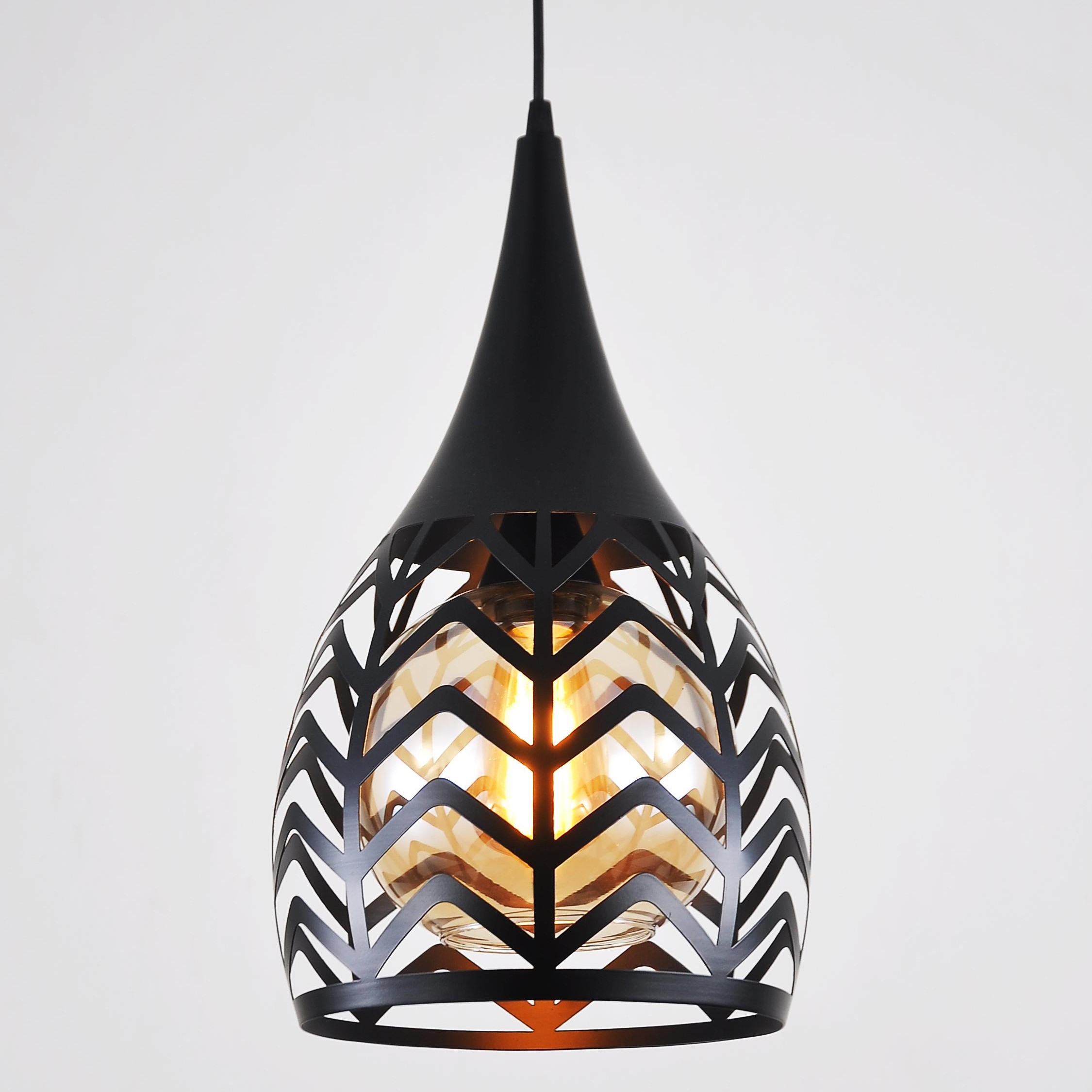 2023-25 Iron+Glass Matte Black Personalized Art Pendant Lamp
