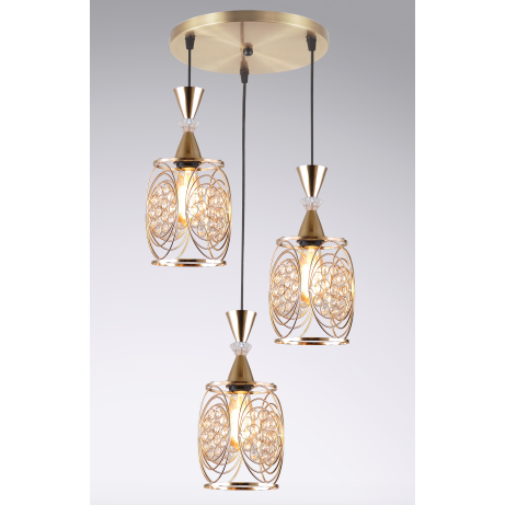 2023-30 Iron+Crystal Glass French Gold Health Pendant light