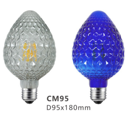 Colored glass lampshade, flat topped diamond sky star filament lamp