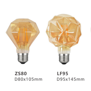 Star shaped conical diamond round bubble filament lamp