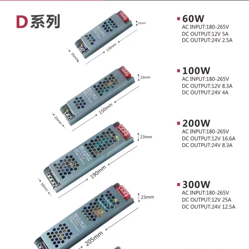 D series multiple styles and multiple power options, ultra-thin black diamond power supply