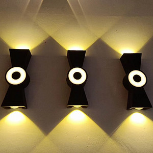 indoor and outdoor Waterproof upper and lower luminescent black wall lamp