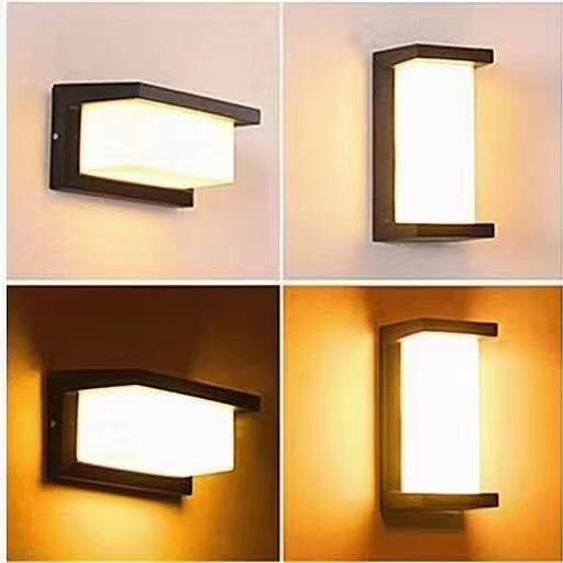 Rectangular cylindrical indoor garden with multiple styles of LED wall lights