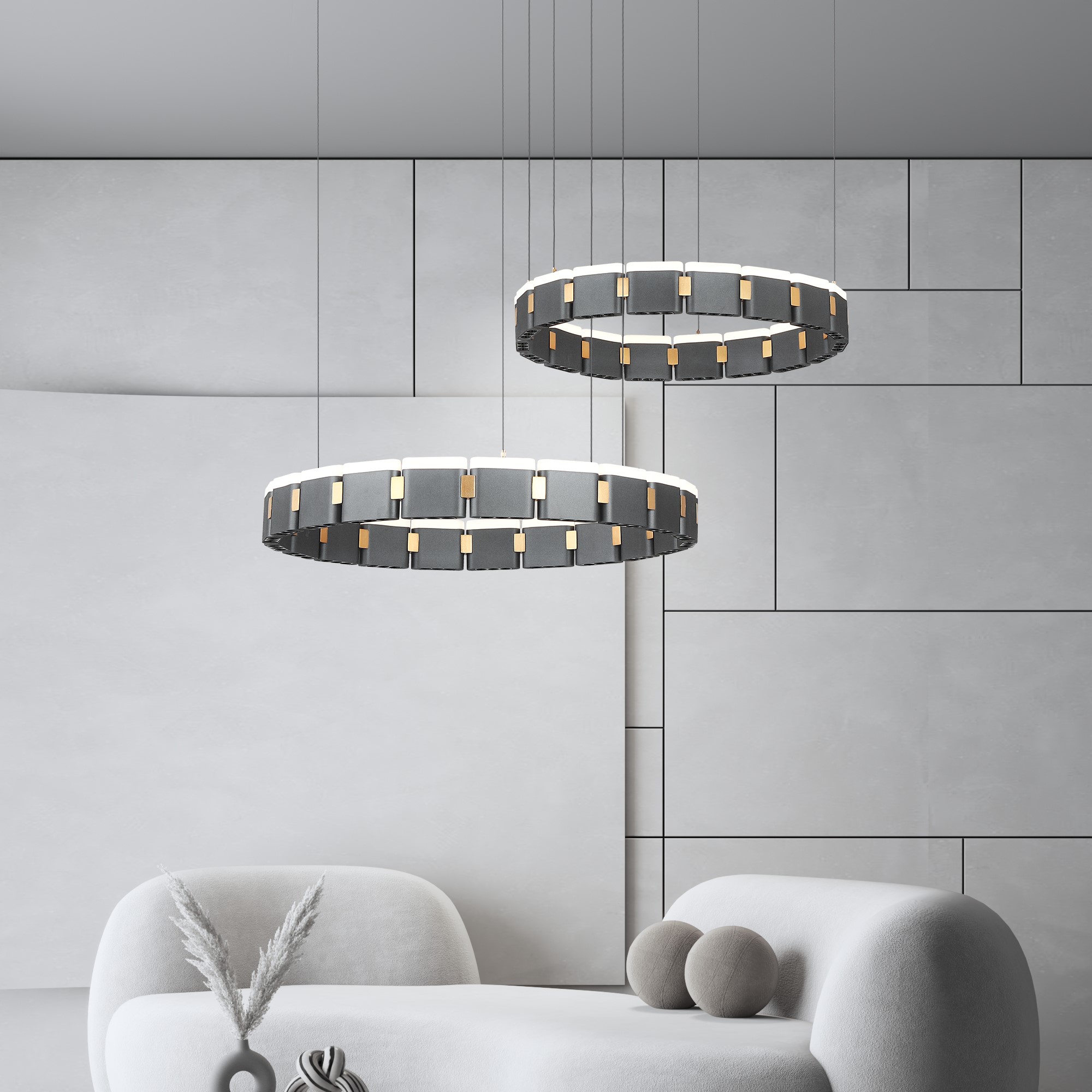 Postmodern stainless steel luxury living room pendant lamp