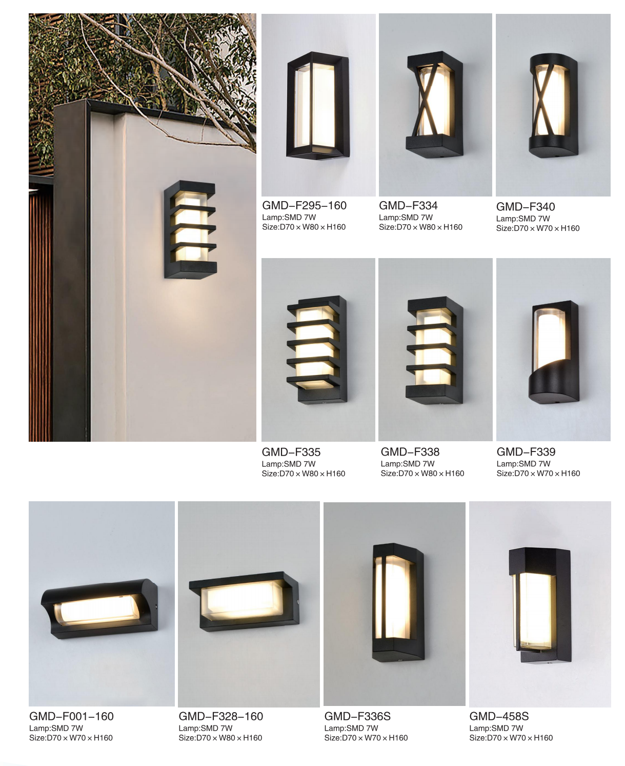 Rectangular LED wall light