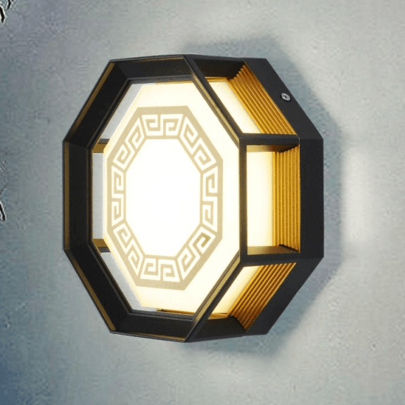 Octagonal Chinese style wind door interior and exterior LED wall lamp