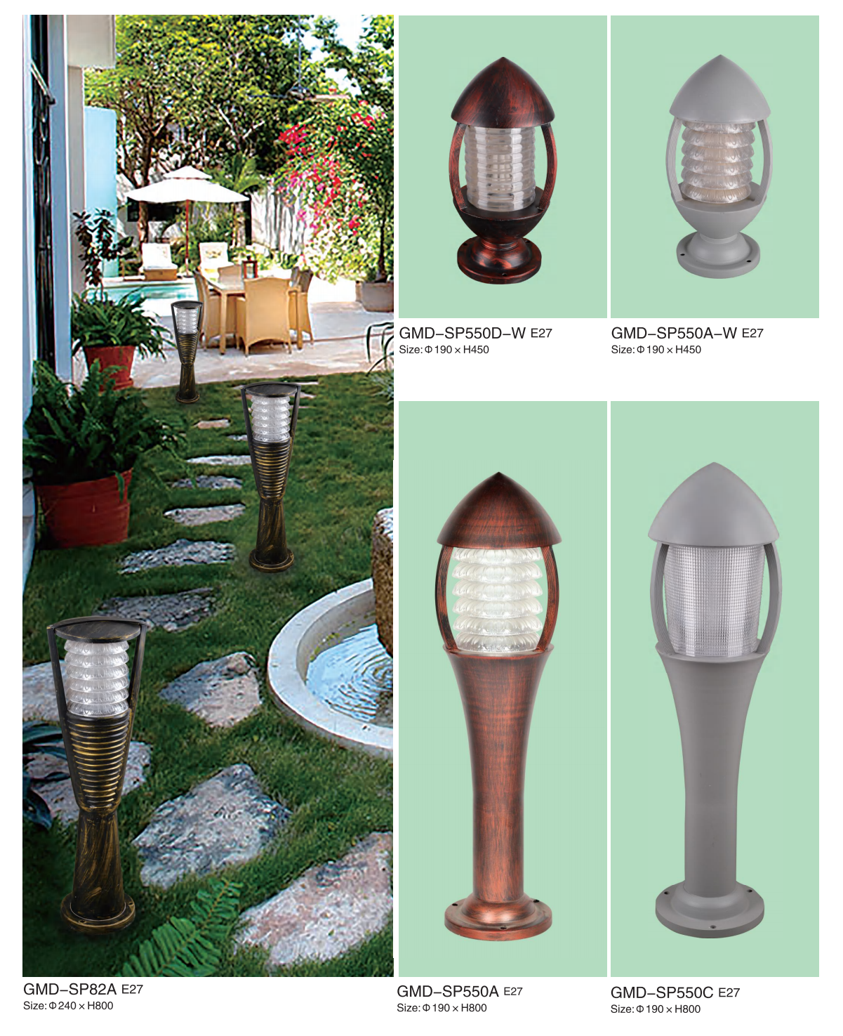 Modern Western-style standing patio lawn lights
