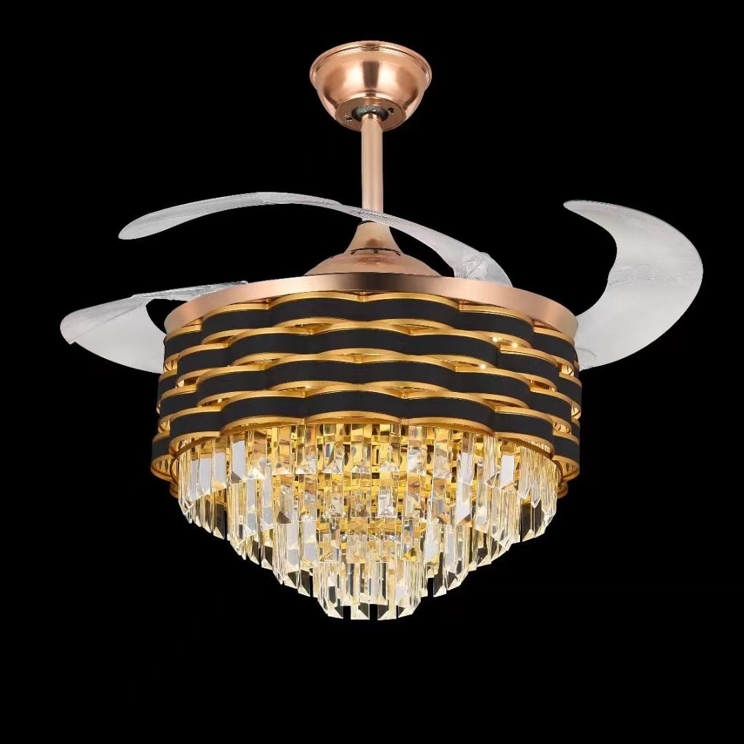 Creative black and gold ripple fan crystal chandelier