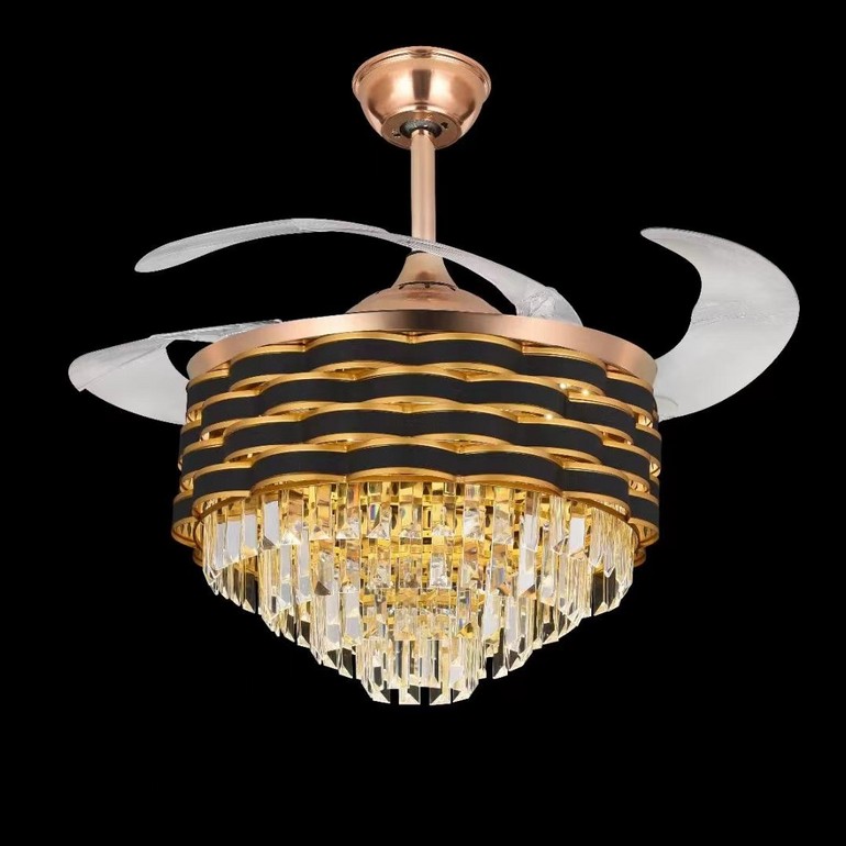 Creative black and gold ripple fan crystal chandelier
