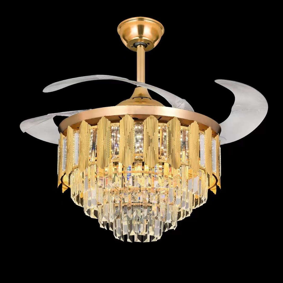 Jiutong European-style living room new high-end crystal ceiling fan lamp
