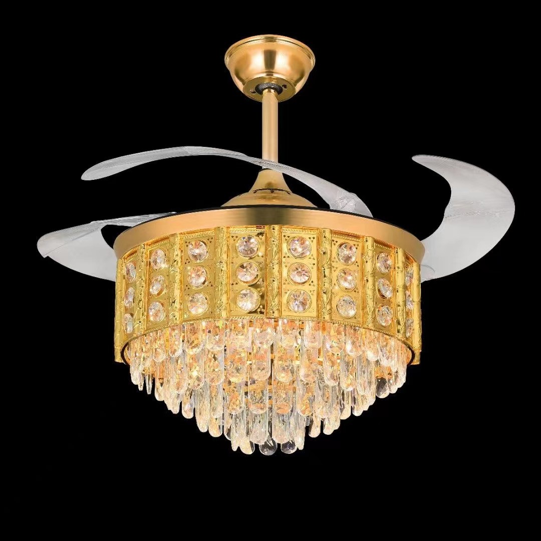 Luxurious gold post-modern new fan crystal chandelier
