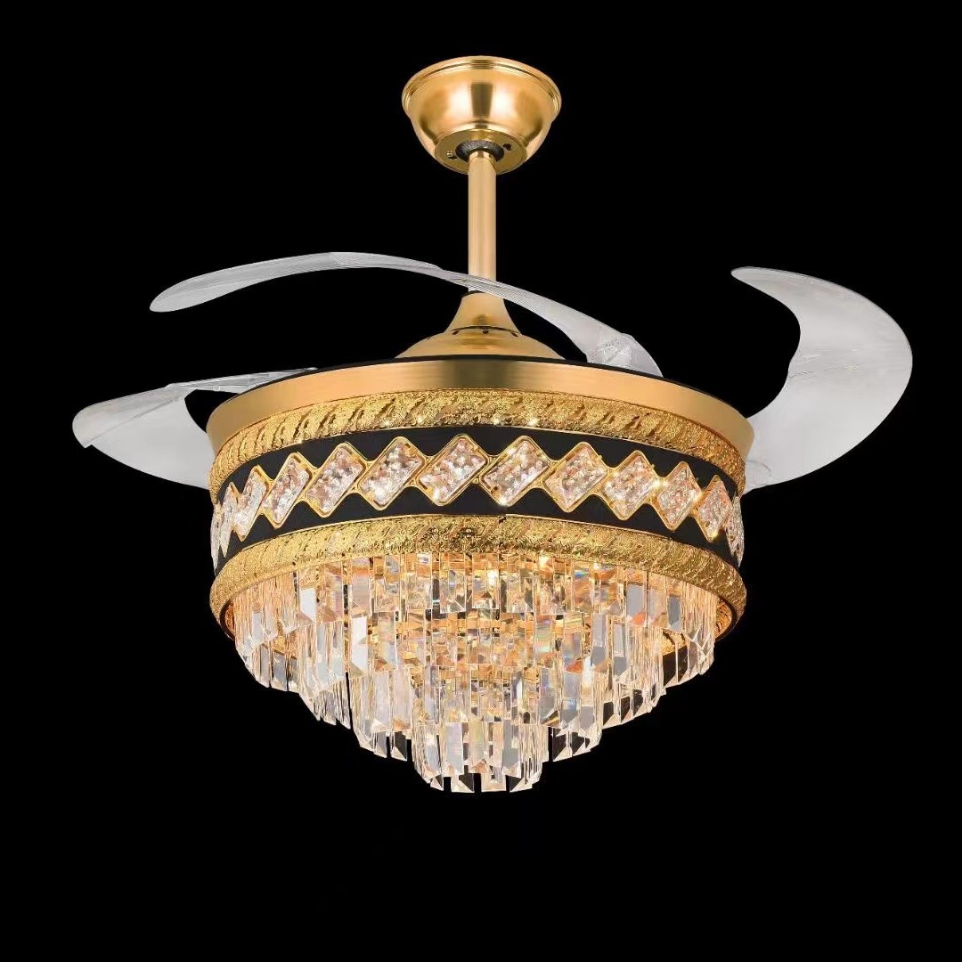 Bohemian modern crystal lure fan chandelier