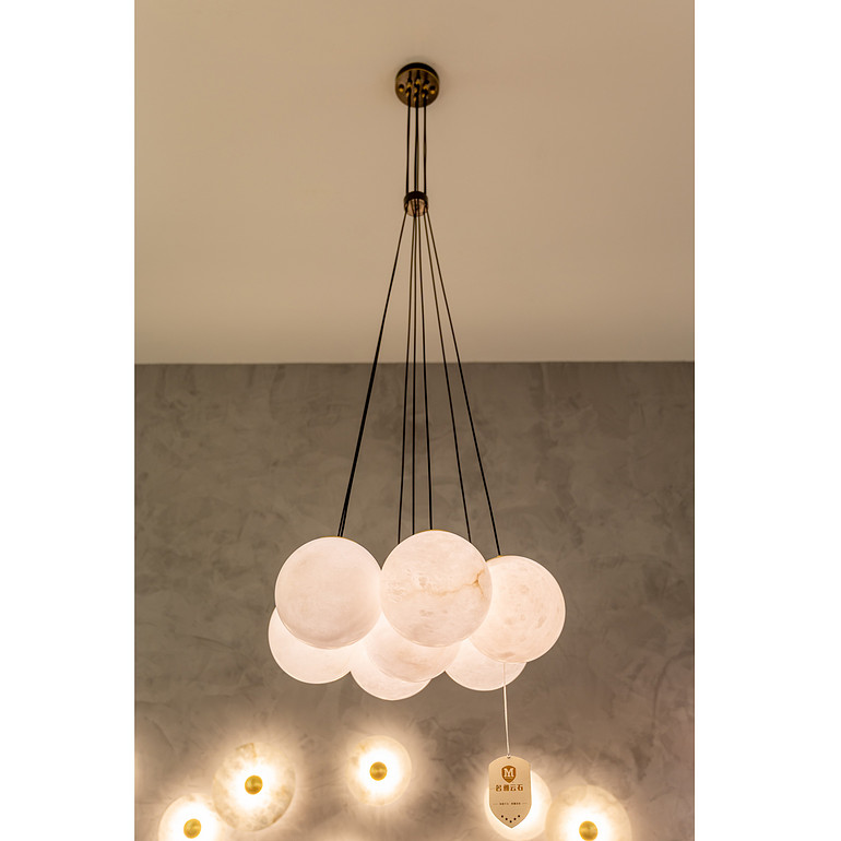 Nordic 3D printing creative moon living room chandelier