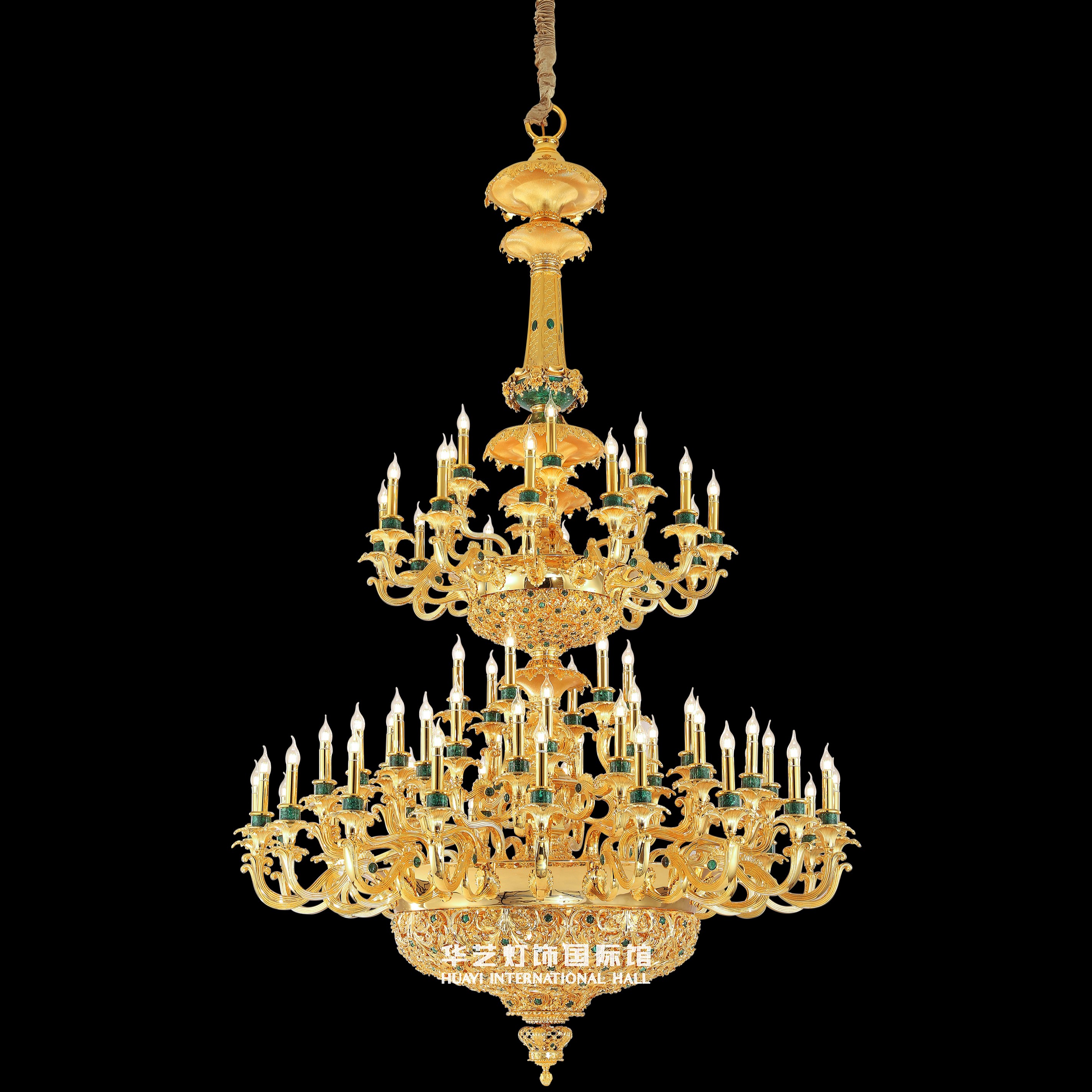 B191DP28009-66 Copper Malachite 24k Gold chandelier