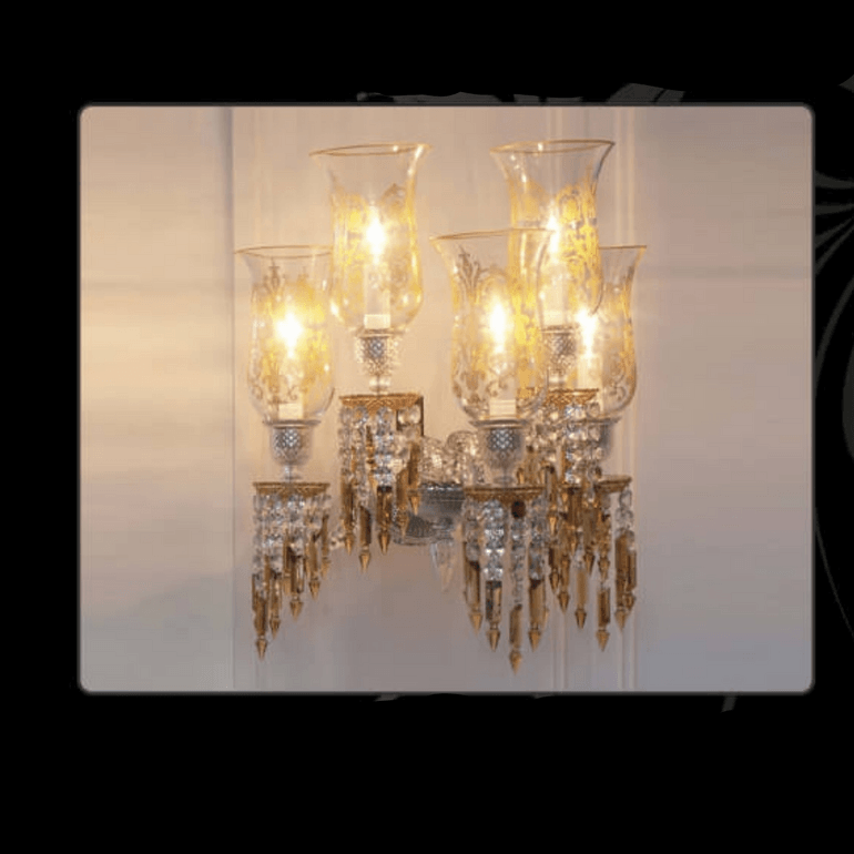 French soft decoration art corridor gold crystal wall lamp