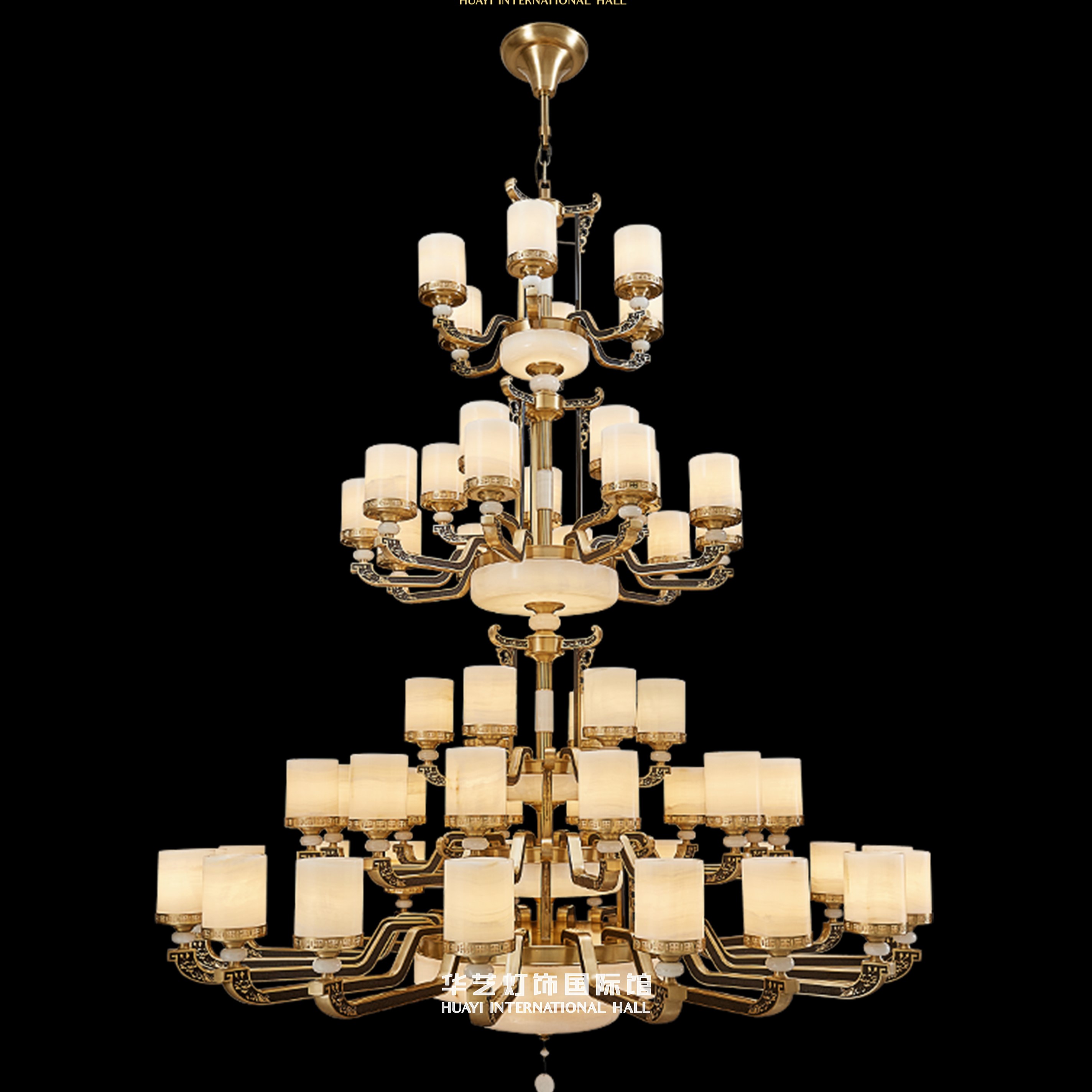 B171D9828 copper material+natural marble chandelier