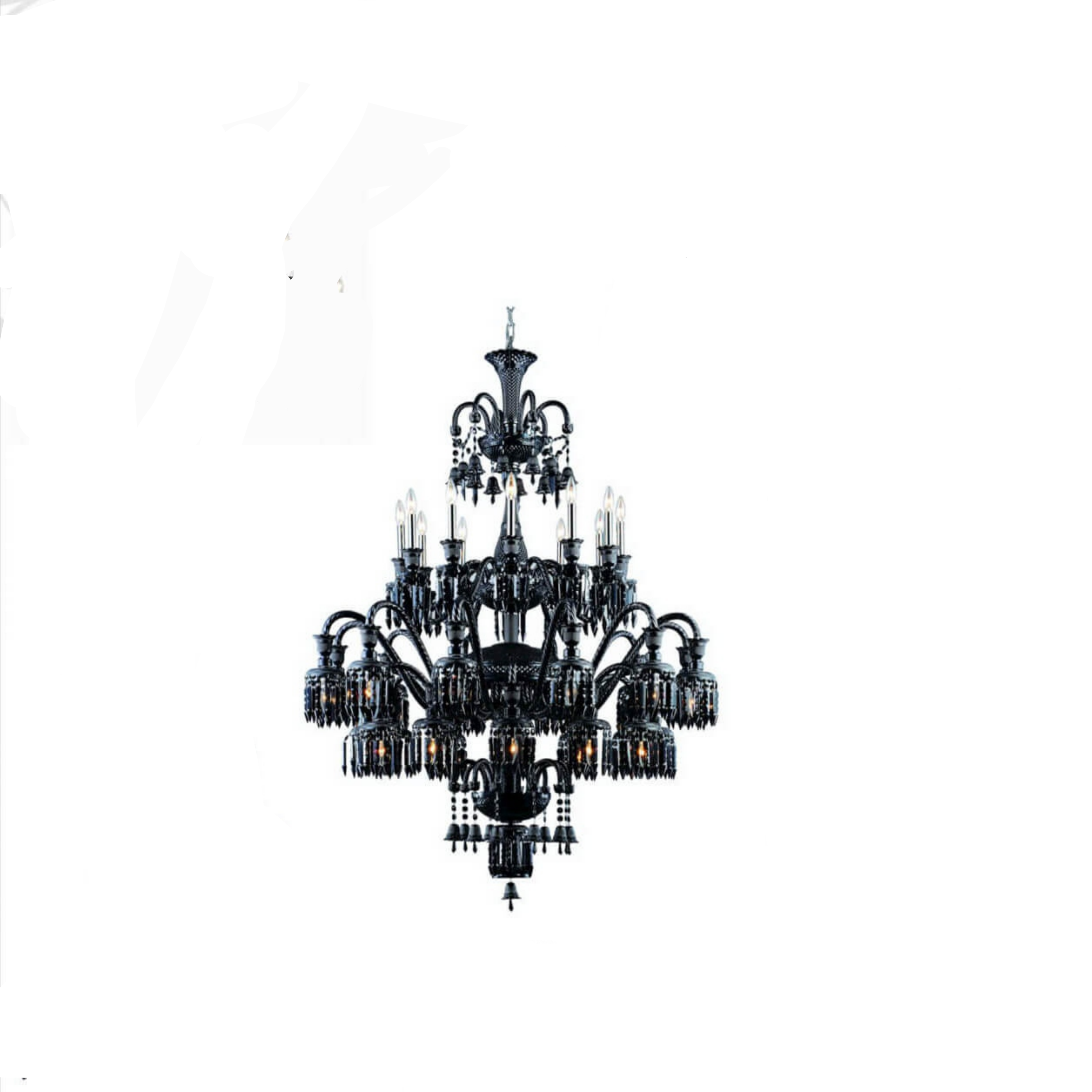 restaurants and bars Minimalist loft black 36 head crystal chandelier