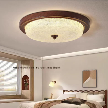 American vintage crystal glass ceiling lamp