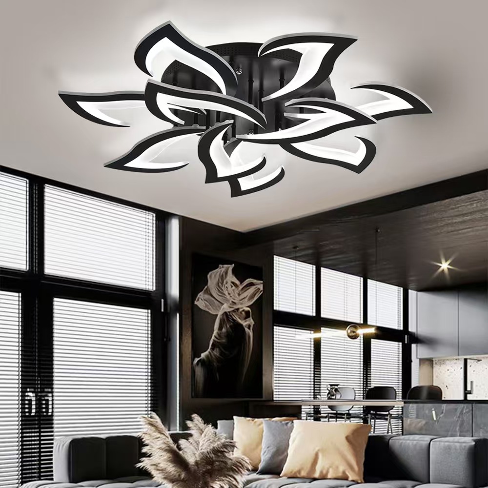 Modern ceiling lamp iron + acrylic living room white / black 3P