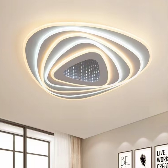 Ceiling lamp, iron +acrylic, with 3D mirror effect,simple and modern,living room