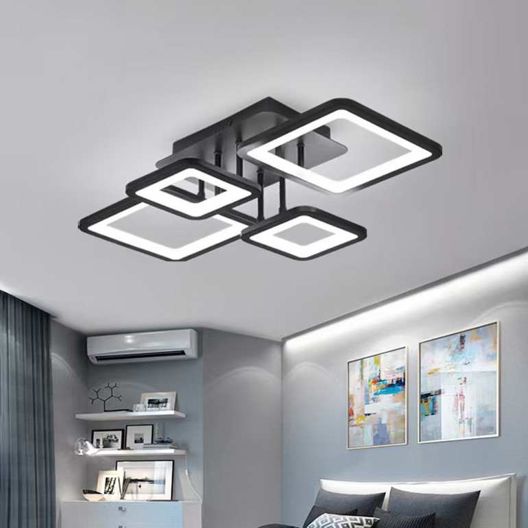 Square shape Ceiling lamp modern and simple european style 3P black/white living room